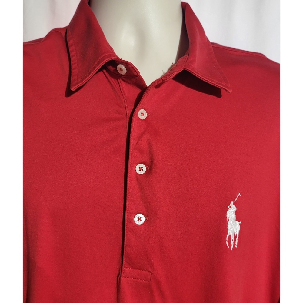 Mens Polo Golf Ralph Lauren Shirt True Red Size Large L Vintage Lisle ~Big Pony! - Picture 6 of 12